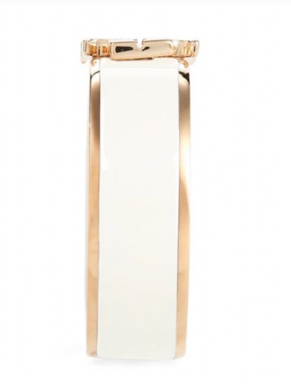 Tory Burch Kira Enamel Logo Ring White Gold Tone Statement Ring size 8 - Picture 2 of 3